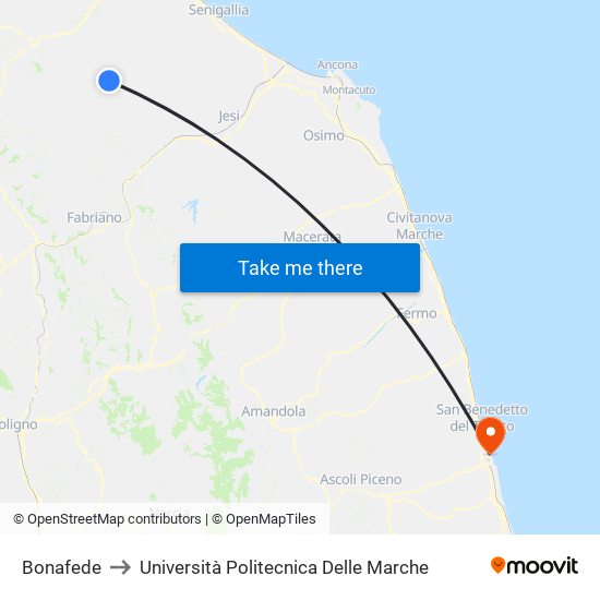 Bonafede to Università Politecnica Delle Marche map
