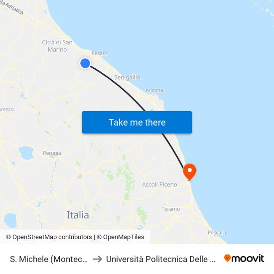 S. Michele (Montecchio) to Università Politecnica Delle Marche map