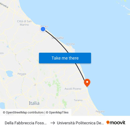 Della Fabbreccia Fosso Fogliano to Università Politecnica Delle Marche map