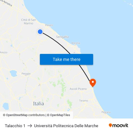 Talacchio 1 to Università Politecnica Delle Marche map