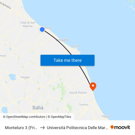 Monteluro 3 (Friuli) to Università Politecnica Delle Marche map