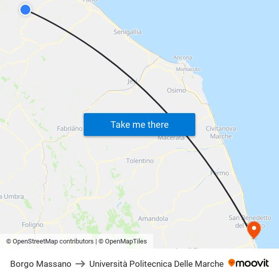 Borgo Massano to Università Politecnica Delle Marche map