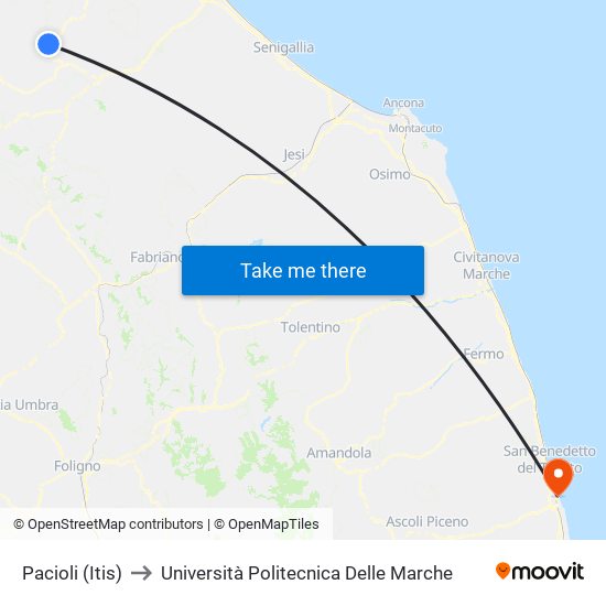 Pacioli (Itis) to Università Politecnica Delle Marche map