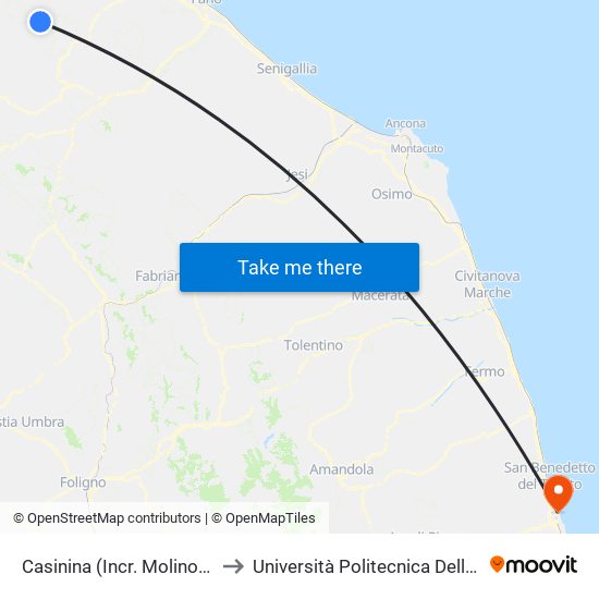 Casinina (Incr. Molino Guerra) to Università Politecnica Delle Marche map