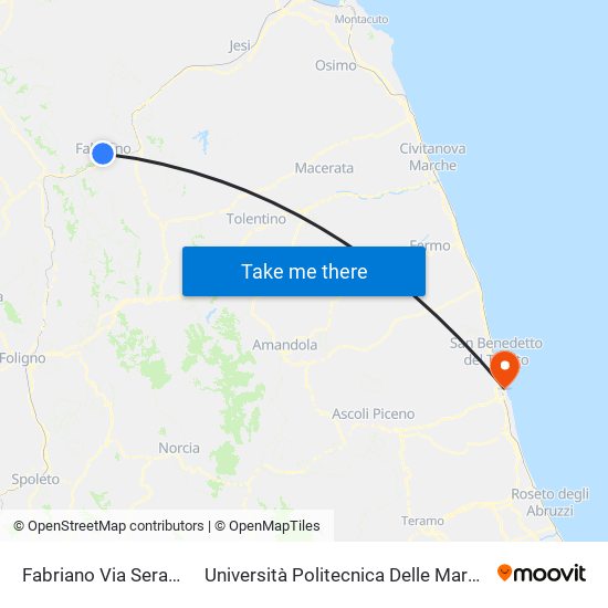 Fabriano Via Serafini to Università Politecnica Delle Marche map