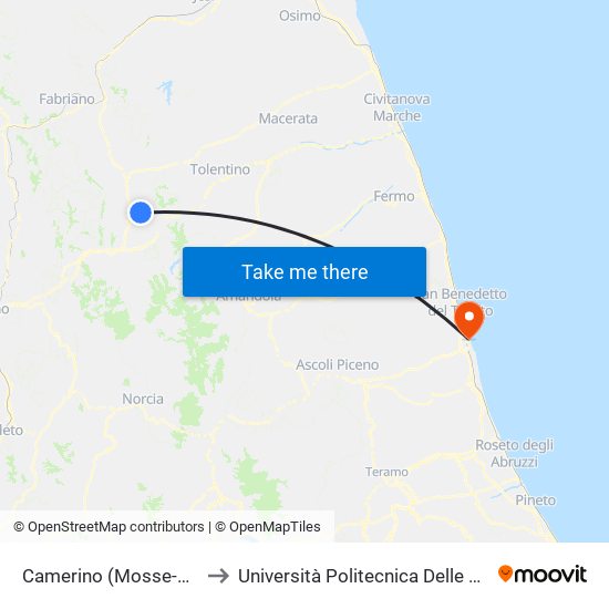 Camerino  (Mosse-Ponti) to Università Politecnica Delle Marche map