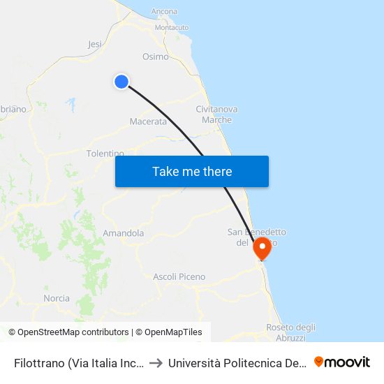 Filottrano (Via Italia Inc. V. Lazio) to Università Politecnica Delle Marche map
