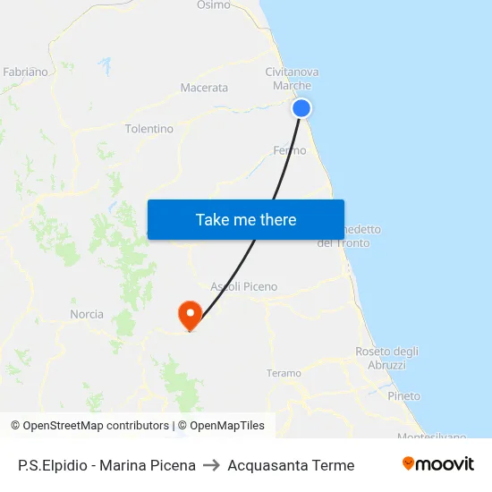 Porto Sant'Elpidio - Marina Picena to Acquasanta Terme map