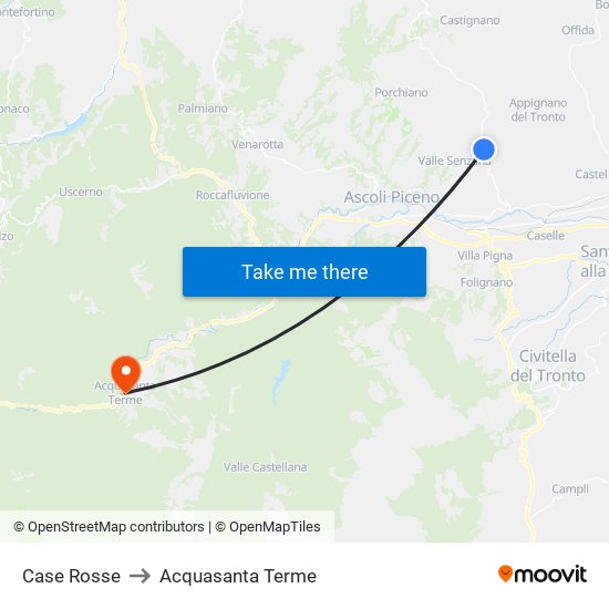 Case Rosse to Acquasanta Terme map