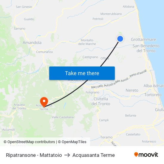 Ripatransone - Mattatoio to Acquasanta Terme map