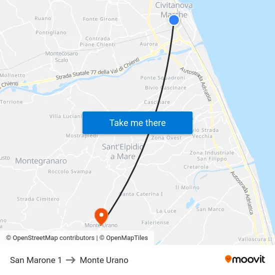 San Marone 1 to Monte Urano map