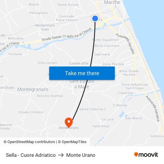 Sella - Cuore Adriatico to Monte Urano map