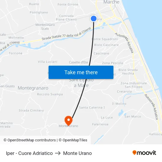 Iper - Cuore Adriatico to Monte Urano map
