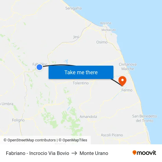 Fabriano - Incrocio Via Bovio to Monte Urano map