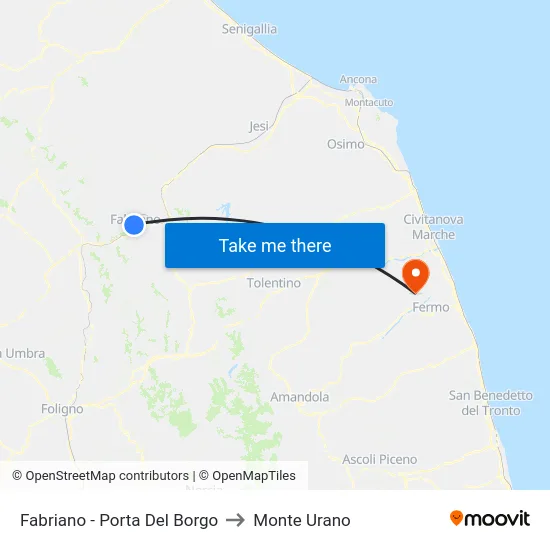 Fabriano - Porta Del Borgo to Monte Urano map