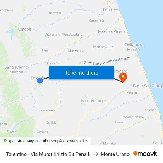Tolentino - Via Murat (Inizio Su Pensili to Monte Urano map