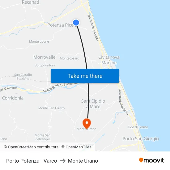 Porto Potenza - Varco to Monte Urano map