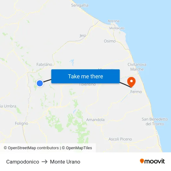 Campodonico to Monte Urano map
