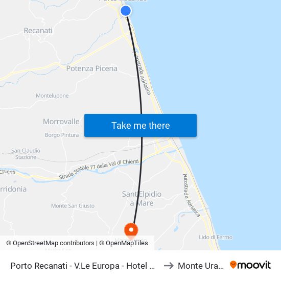 Porto Recanati - V.Le Europa - Hotel Mon to Monte Urano map