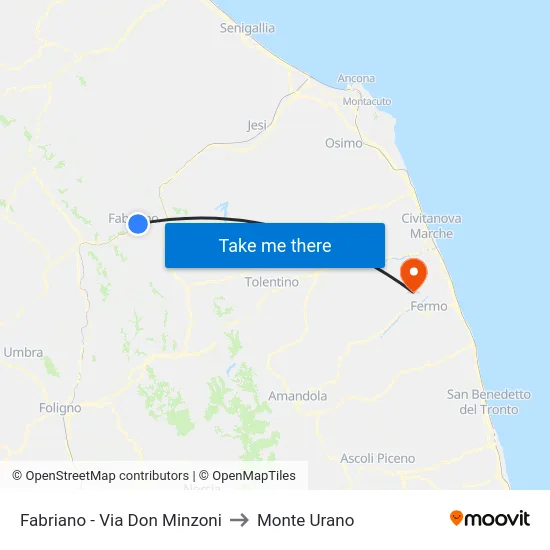 Fabriano - Via Don Minzoni to Monte Urano map