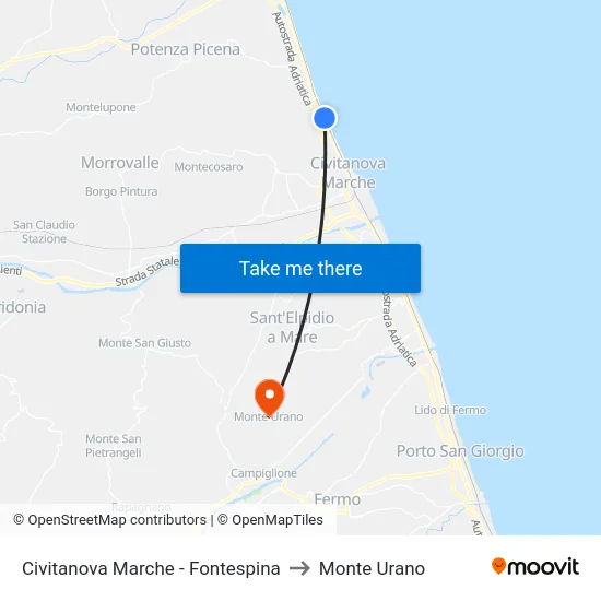 Civitanova Marche - Fontespina to Monte Urano map