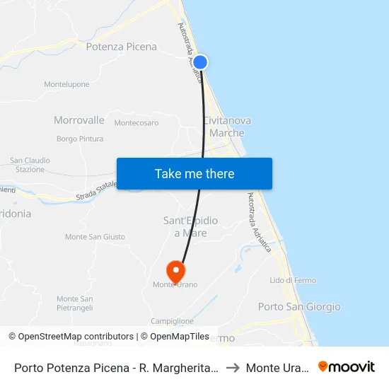 Porto Potenza Picena - R. Margherita  49 to Monte Urano map