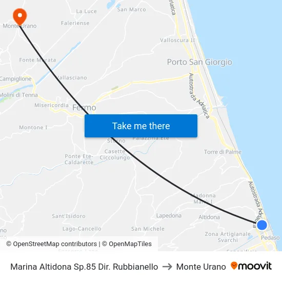 Marina Altidona Sp.85 Dir. Rubbianello to Monte Urano map