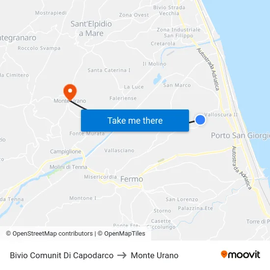 Bivio Comunit Di Capodarco to Monte Urano map
