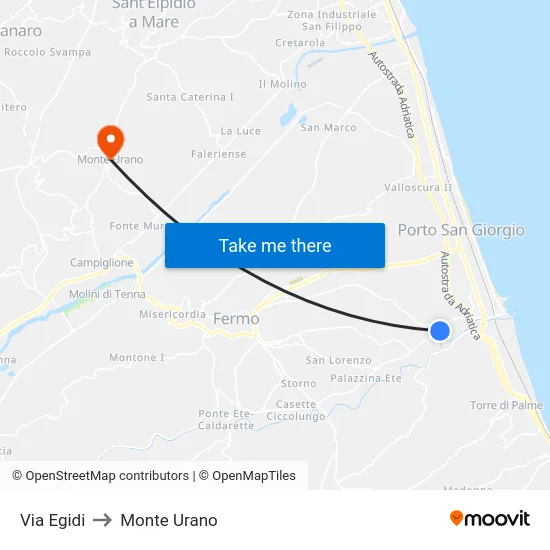 Via Egidi to Monte Urano map