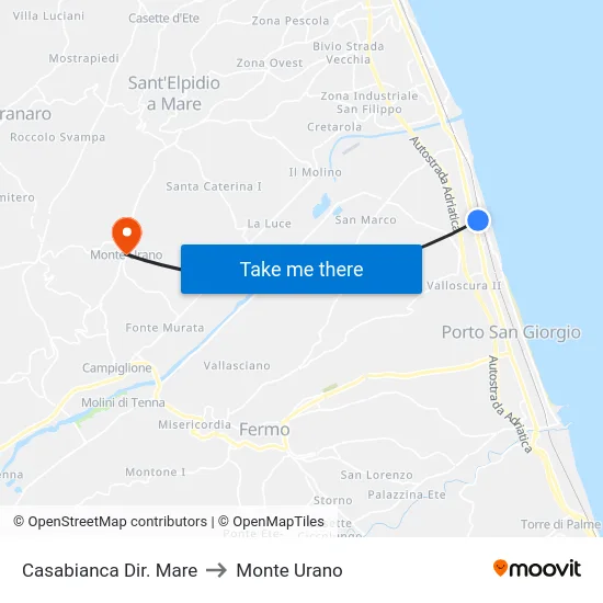 Casabianca Dir. Mare to Monte Urano map