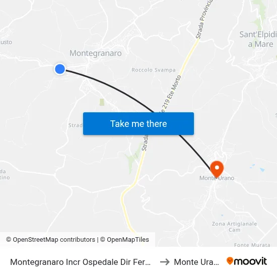 Montegranaro Hospital Junction Fermo Direction to Monte Urano map