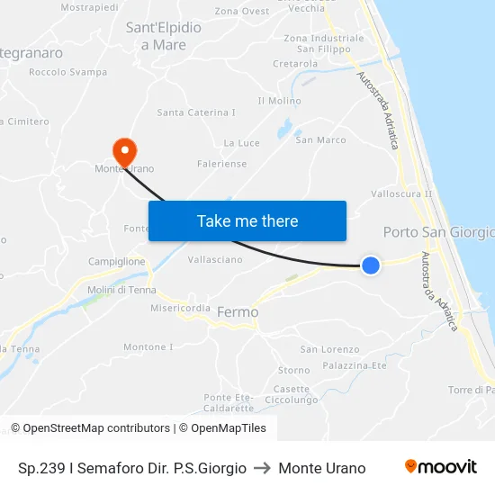 Sp.239 I Semaforo Dir. P.S.Giorgio to Monte Urano map