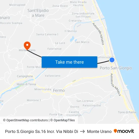 Porto S.Giorgio Ss.16 Incr. Via Nibbi Di to Monte Urano map