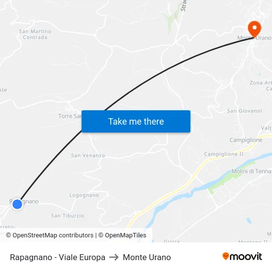 Rapagnano - Viale Europa to Monte Urano map