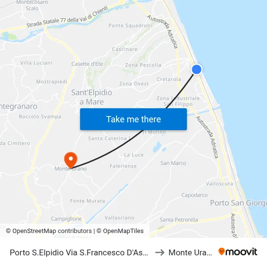 Porto Sant'Elpidio - St. Francis of Assisi Street to Monte Urano map