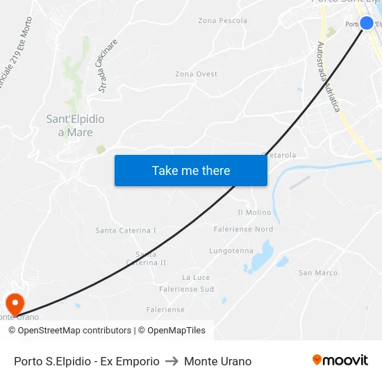 Porto S.Elpidio - Ex Emporio to Monte Urano map