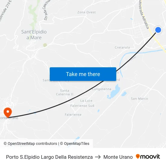 Porto S.Elpidio Largo Della Resistenza to Monte Urano map