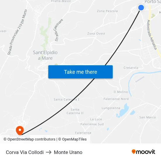 Corva Via Collodi to Monte Urano map