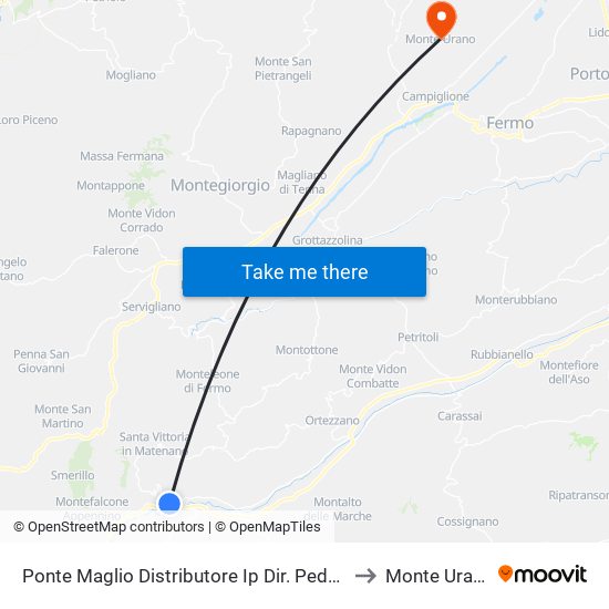 Ponte Maglio Distributore Ip Dir. Pedaso to Monte Urano map