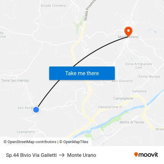 SP 44 Junction Galletti Street to Monte Urano map