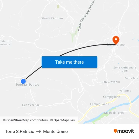 Torre S.Patrizio to Monte Urano map
