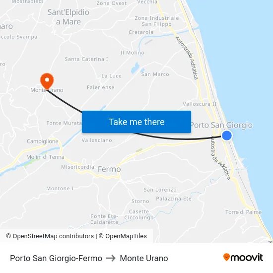 Porto San Giorgio-Fermo to Monte Urano map