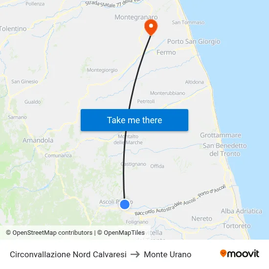 North Ring Road Calvaresi to Monte Urano map