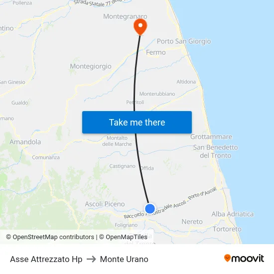 Equipped Axis Stop to Monte Urano map