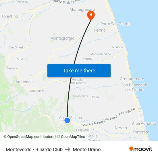 Monteverde - Biliardo Club to Monte Urano map