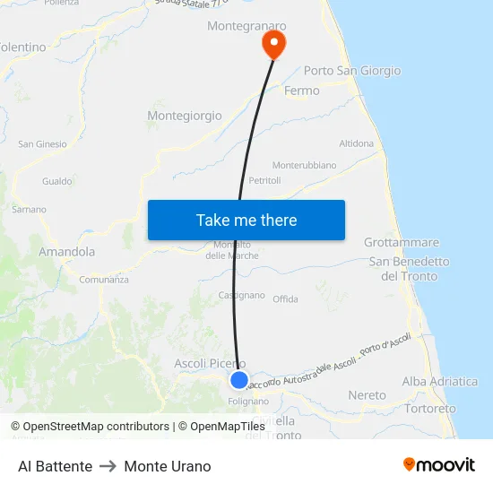 Al Battente to Monte Urano map