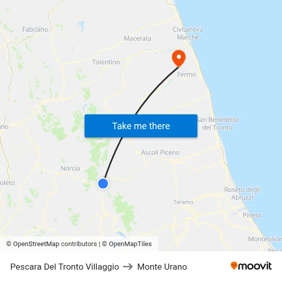 Pescara Del Tronto Village to Monte Urano map