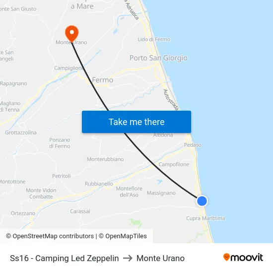 Ss16 - Camping Led Zeppelin to Monte Urano map