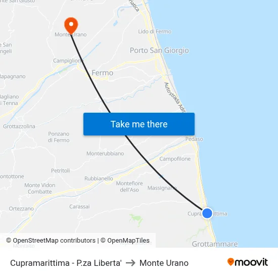 Cupramarittima - Liberty Square to Monte Urano map