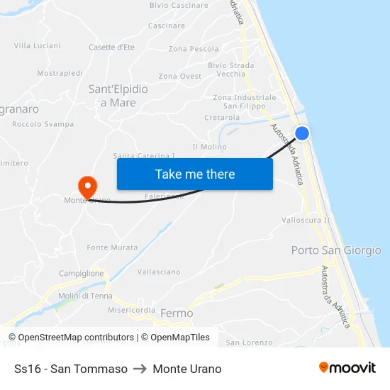 Ss16 - San Tommaso to Monte Urano map